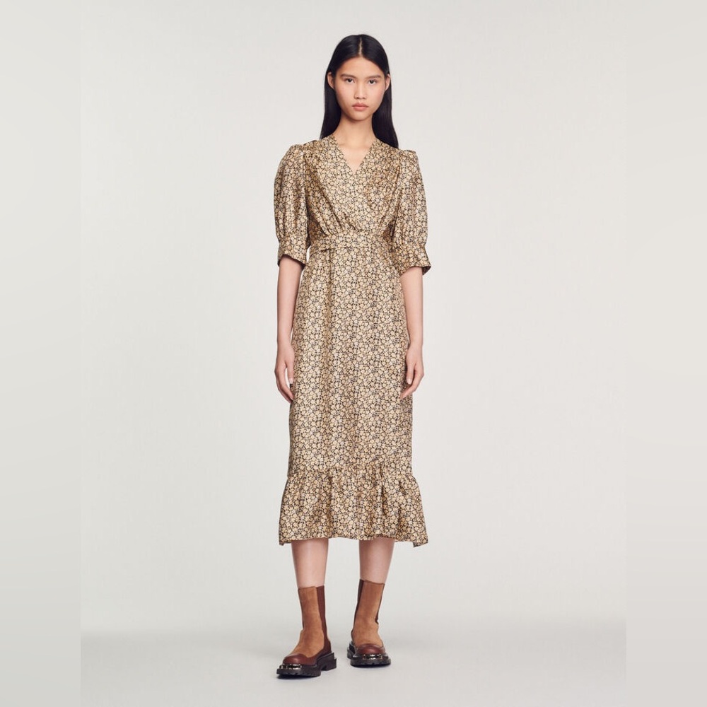 Sandro Women's Enrika Printed Silk Midi Dress